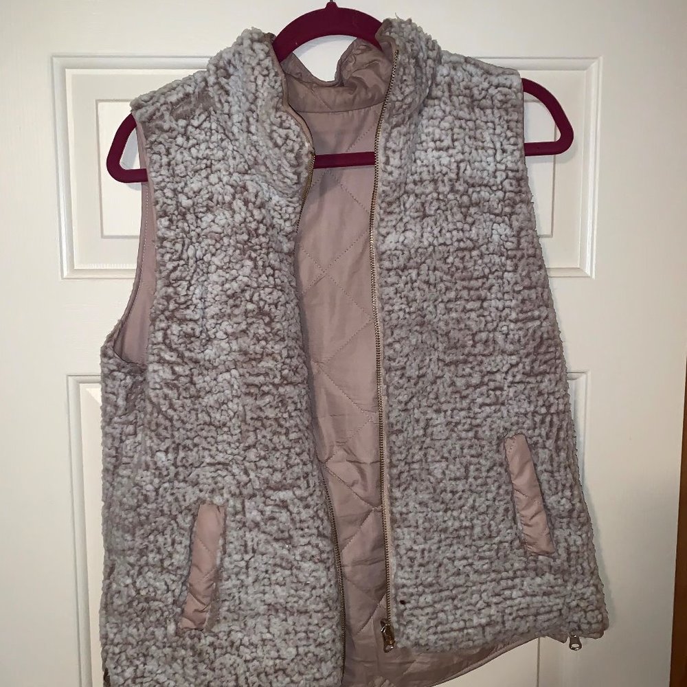 Reversible pink fur vest
